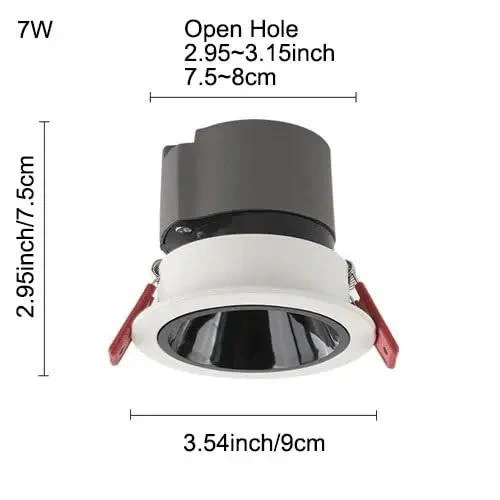 Killer Led Recessed Cob Spotlight Deep Anti Glare Cup 36 Degree Beam Angle Smooth Soft Light Accent Walls Hallways Small Closets Black White Trim 7 Watt Covers 22 to 32 Square Feet Easy Install Total Vibe Upgrade for Modern Home Decor