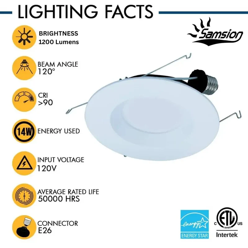 Slick 6 Inch Dimmable LED Recessed Lighting Kits With Smooth Reflector Trim, 5CCT Warm To Cool Switching, 14W 1200LM Beam, No Sweat Install, Set Of 12 Ul Approved Panels