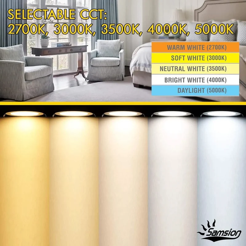 Slick 6 Inch Dimmable LED Recessed Lighting Kits With Smooth Reflector Trim, 5CCT Warm To Cool Switching, 14W 1200LM Beam, No Sweat Install, Set Of 12 Ul Approved Panels