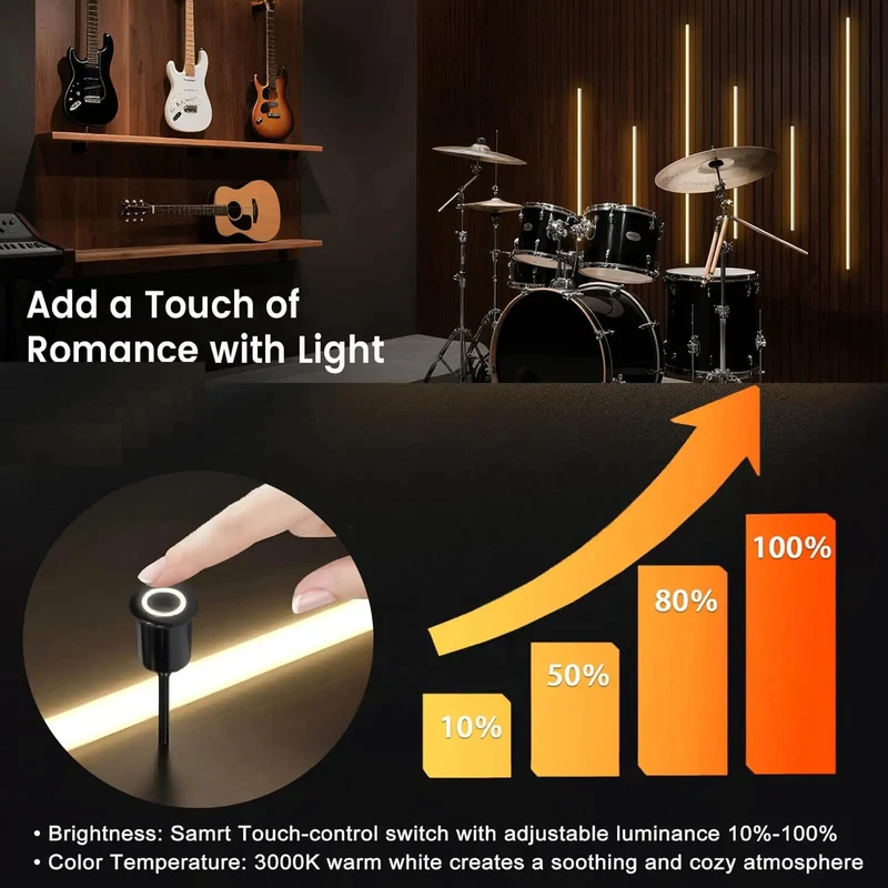 Sleek Dimmable Touch Control LED Strip Lights For Wood Slat Walls 4000K Neutral White Recessed Aluminum Channel Under Cabinet Lighting With Peel Stick Backing For A Killer Finished Look