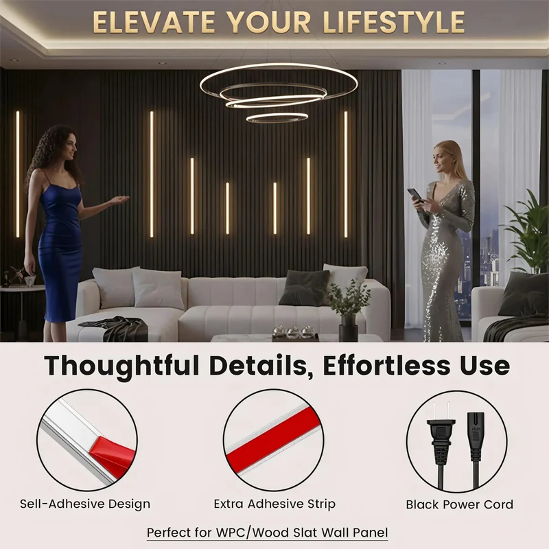 Sleek Dimmable Touch Control LED Strip Lights For Wood Slat Walls 4000K Neutral White Recessed Aluminum Channel Under Cabinet Lighting With Peel Stick Backing For A Killer Finished Look
