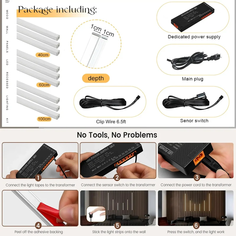 Sleek Dimmable Touch Control LED Strip Lights For Wood Slat Walls 4000K Neutral White Recessed Aluminum Channel Under Cabinet Lighting With Peel Stick Backing For A Killer Finished Look