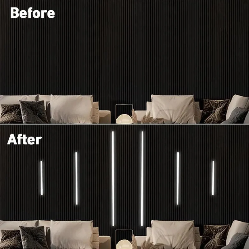 Sleek Dimmable Touch Control LED Strip Lights For Wood Slat Walls 4000K Neutral White Recessed Aluminum Channel Under Cabinet Lighting With Peel Stick Backing For A Killer Finished Look