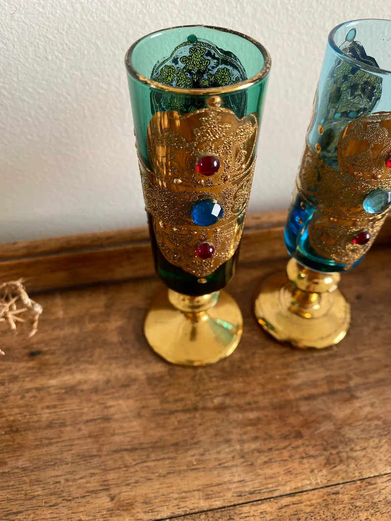 Verres sur pieds style murano Made in Italy