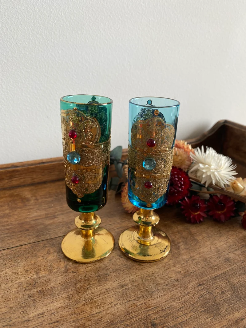 Verres sur pieds style murano Made in Italy