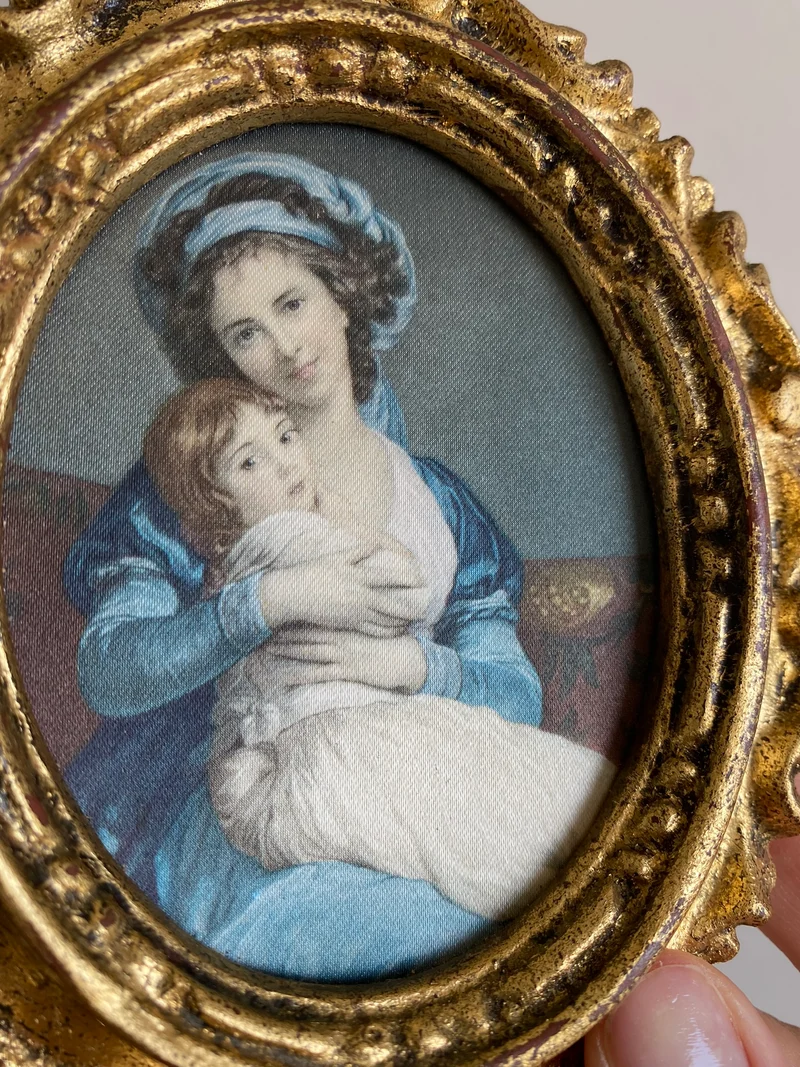 Représentation de l'autoportrait d'Elisabeth Vigée-Lebrun et sa fille cadre baroque