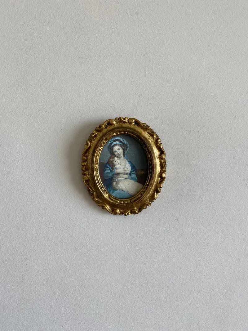 Représentation de l'autoportrait d'Elisabeth Vigée-Lebrun et sa fille cadre baroque
