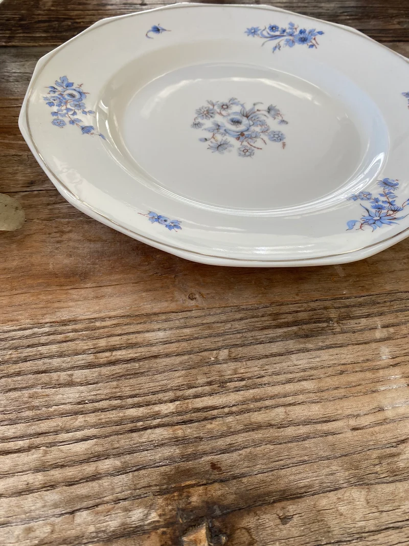 Plats de service Mavaleix et Granger Limoges motifs fleurs bleues