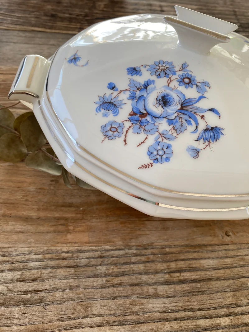 Plats de service Mavaleix et Granger Limoges motifs fleurs bleues
