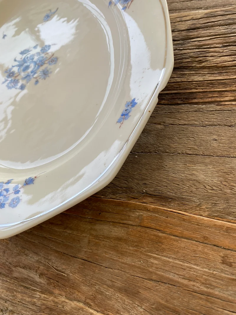 Plats de service Mavaleix et Granger Limoges motifs fleurs bleues