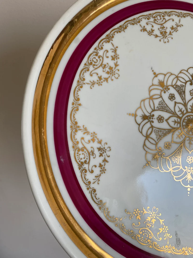 Plat et Pelle à tarte porcelaine bordure fuschia