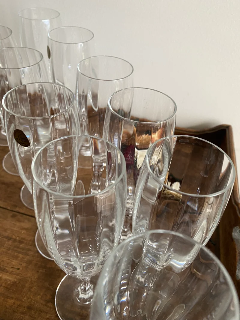 Flûtes à champagne à pieds en cristal d'Arques