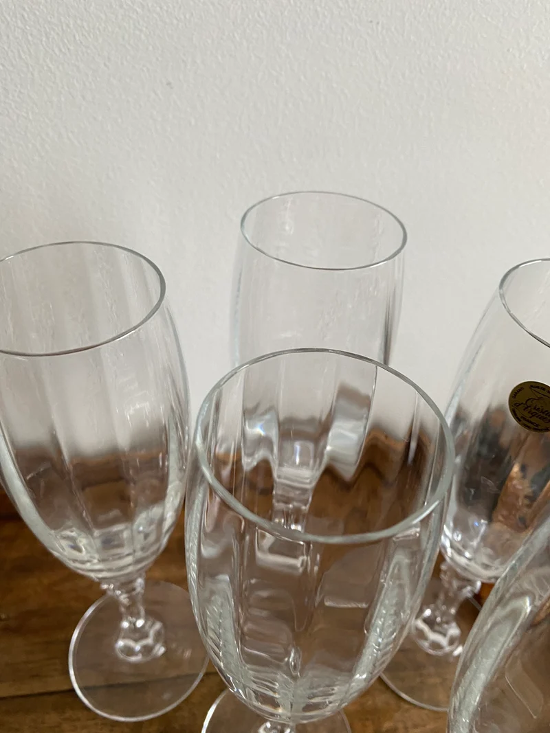 Flûtes à champagne à pieds en cristal d'Arques