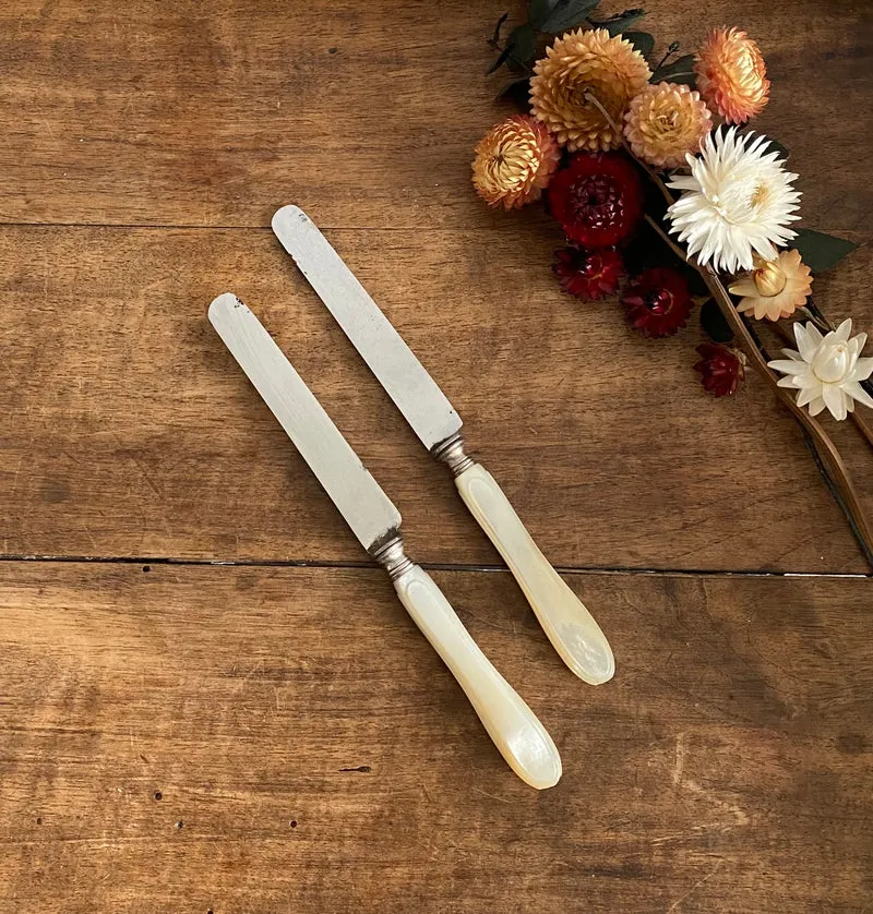 Couteaux à beurre manches nacrés