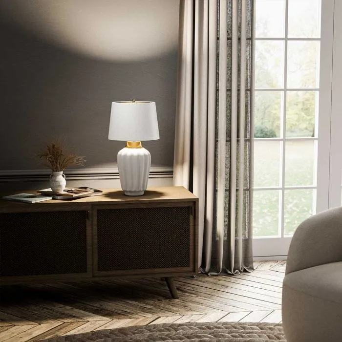 Lampe de table Bexley 1 lumière - Blanc et laiton brossé