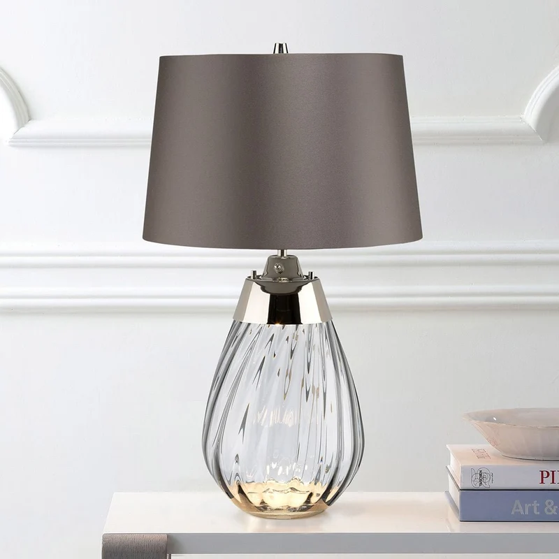 Petite lampe de table fumée Lena 2 lumières