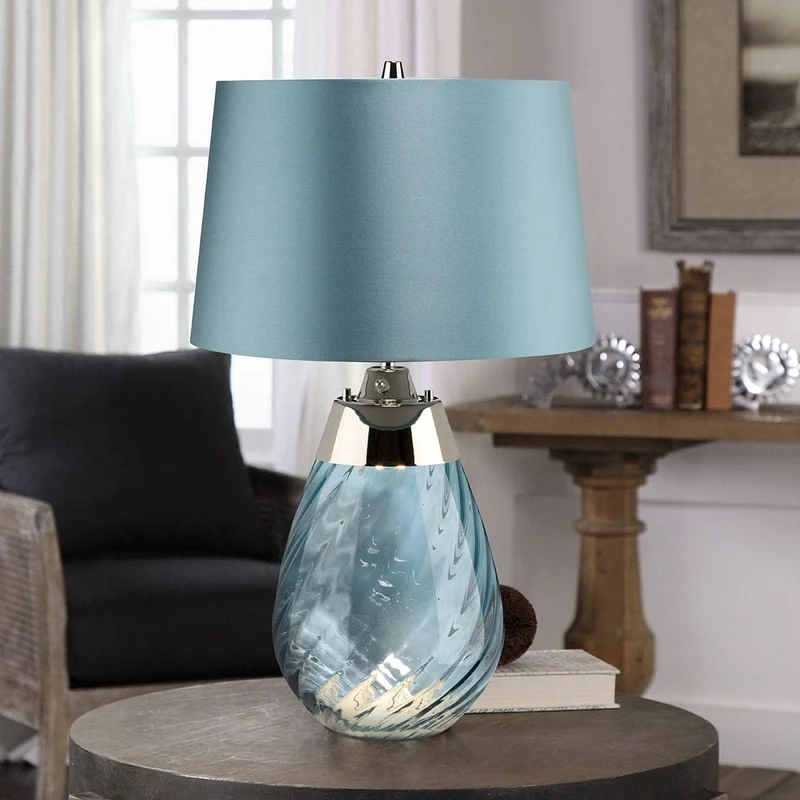 Petite lampe de table bleue Lena 2 lumières