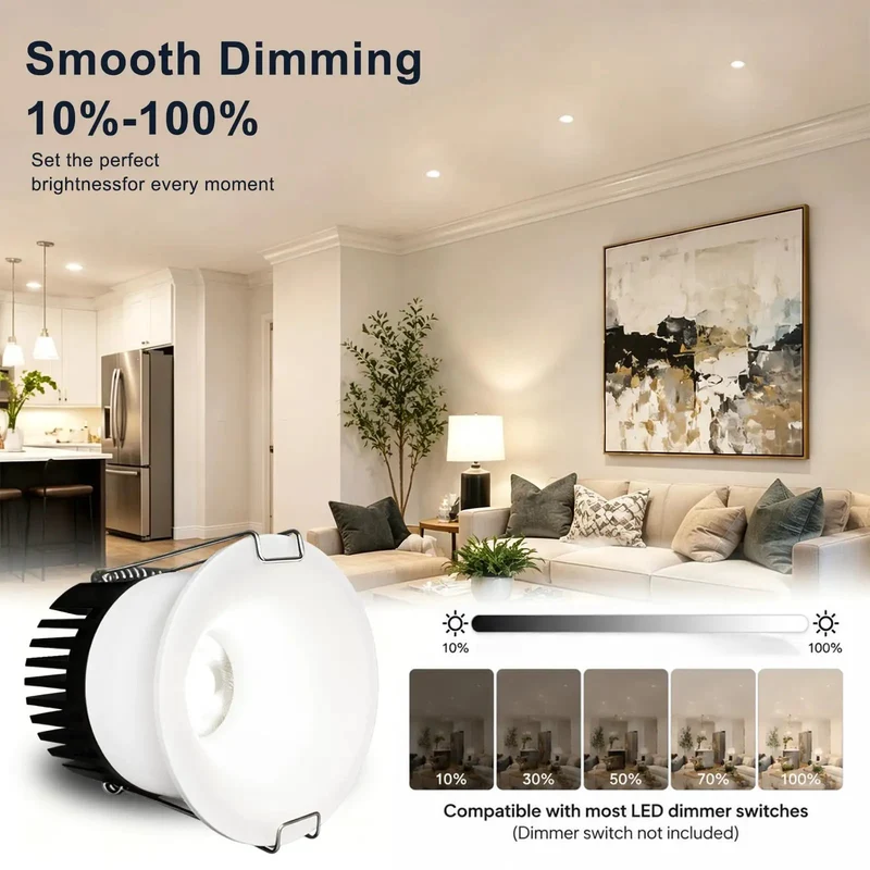 3 Inch Led Recessed Ceiling Lights With Junction Box Waterproof Shower Fixture 5Cct Tunable Warm To Daylight Dimmable Cri90 Plus Anti Glare Retrofit Drop In Install No Fuss Setup Heavy Duty Build