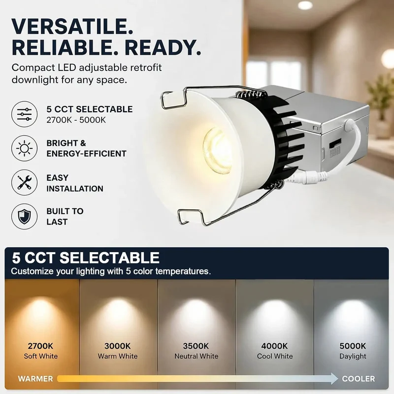 3 Inch Led Recessed Ceiling Lights With Junction Box Waterproof Shower Fixture 5Cct Tunable Warm To Daylight Dimmable Cri90 Plus Anti Glare Retrofit Drop In Install No Fuss Setup Heavy Duty Build