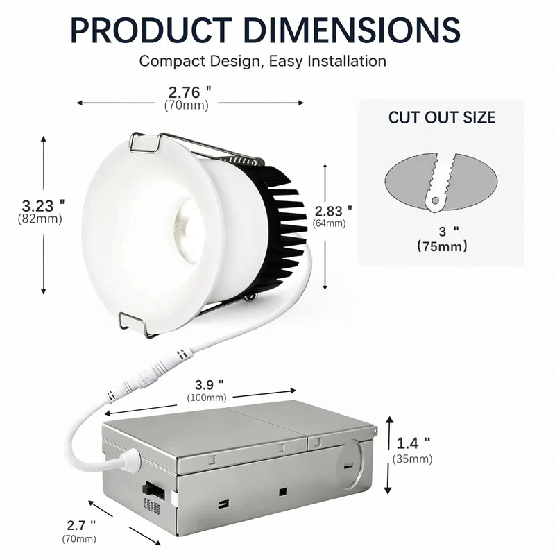 3 Inch Led Recessed Ceiling Lights With Junction Box Waterproof Shower Fixture 5Cct Tunable Warm To Daylight Dimmable Cri90 Plus Anti Glare Retrofit Drop In Install No Fuss Setup Heavy Duty Build