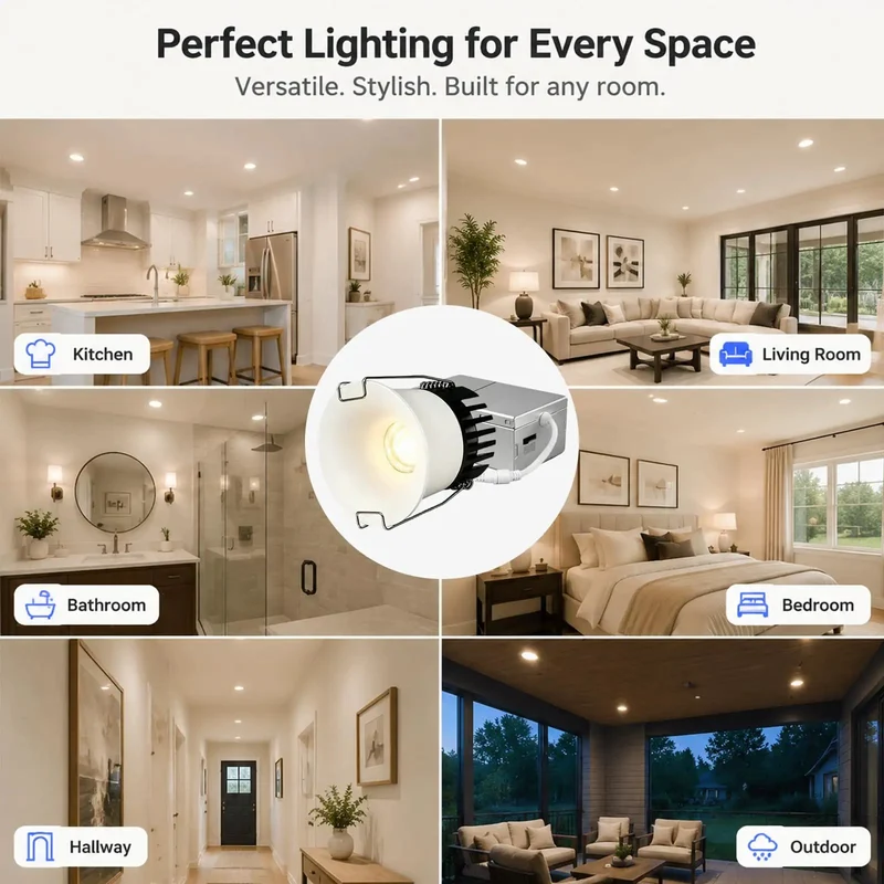 3 Inch Led Recessed Ceiling Lights With Junction Box Waterproof Shower Fixture 5Cct Tunable Warm To Daylight Dimmable Cri90 Plus Anti Glare Retrofit Drop In Install No Fuss Setup Heavy Duty Build