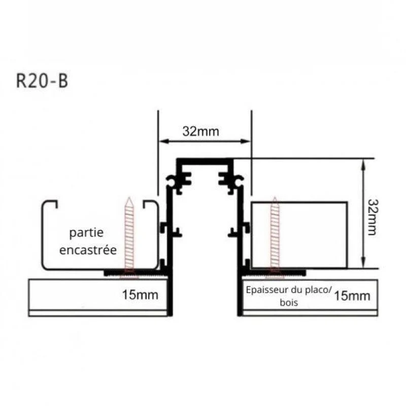 Rail Magnétique Encastré 48V 2m NOIR