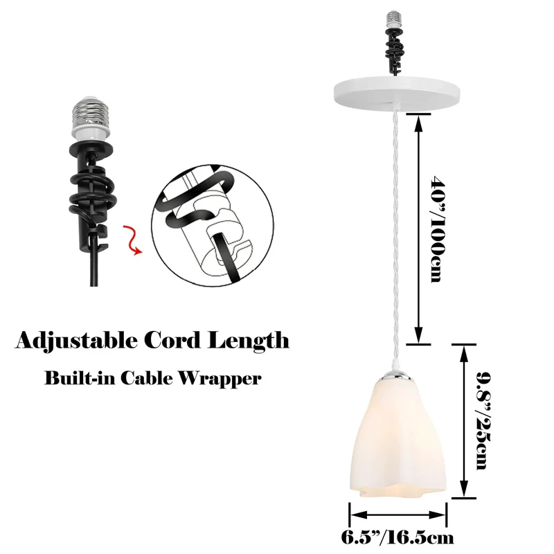 Hella Farmhouse Recessed Can To Pendant Light Conversion Kit Fits 4 Or 5 Or 6 Inch Ceiling Holes With E26 Screw In Socket Adaptor Sweet Decor Perfect For Kitchen Islands Or Hallway Spots Bulbs Sold Separately
