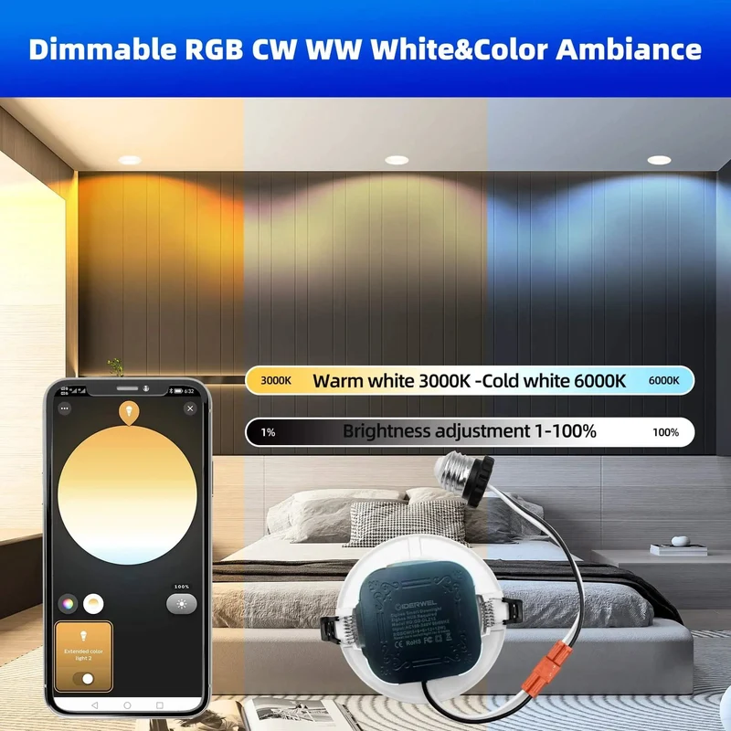 Sweet Smart ZigBee 3.0 RGBWW LED Downlight 5 Inch Retrofit Recessed Fixture 3 Pack Works With Alexa Echo Plus Smart Home Hub No Sweat Install Game Changer Setup Upgrade