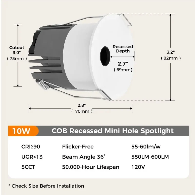 Heavy Duty 2 Pack 3 Inch 5CCT LED Pinhole Recessed Spotlight Lights With Integrated Junction Box Adjustable 36 Degree Beam Angle Top Shelf Accent Lamp For Artwork Shelving And Hallways Crisp Tuned Glow Zero Hassle Install