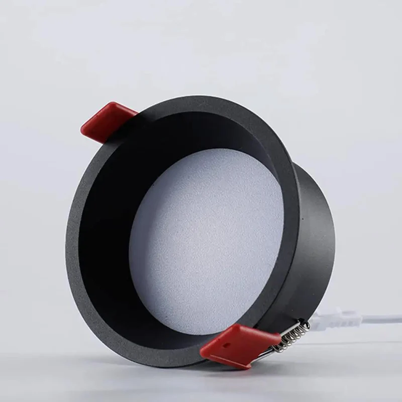 Four Pack Black LED Recessed Downlights With 7W And 12W Offering Warm Neutral Cool White For Indoor Rooms Crafted From Heavy Duty Die Cast Aluminum For Quick Mount And Efficiency Gains While Projecting Crisp Radiance That Really Supercharges Your Space