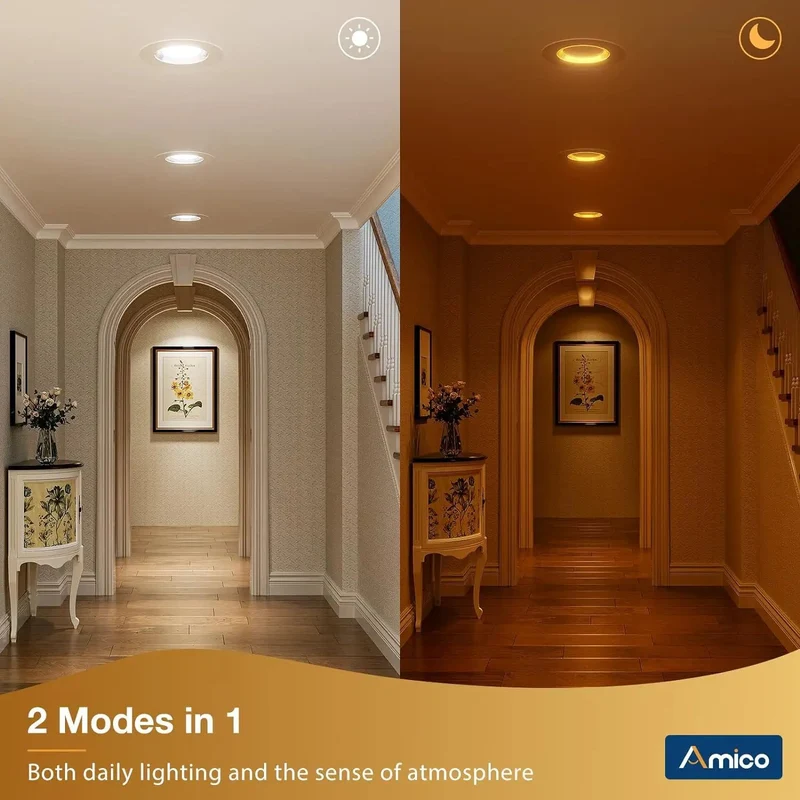 24 Pack 6 Inch 5CCT Led Recessed Lights Serving Up A Smooth Switch To Night Light Mode For That Perfect Low Key Amber Vibes Helping You Glide Through Midnight Without Waking The Whole Gang Giving You Serious Value And A Clean Look