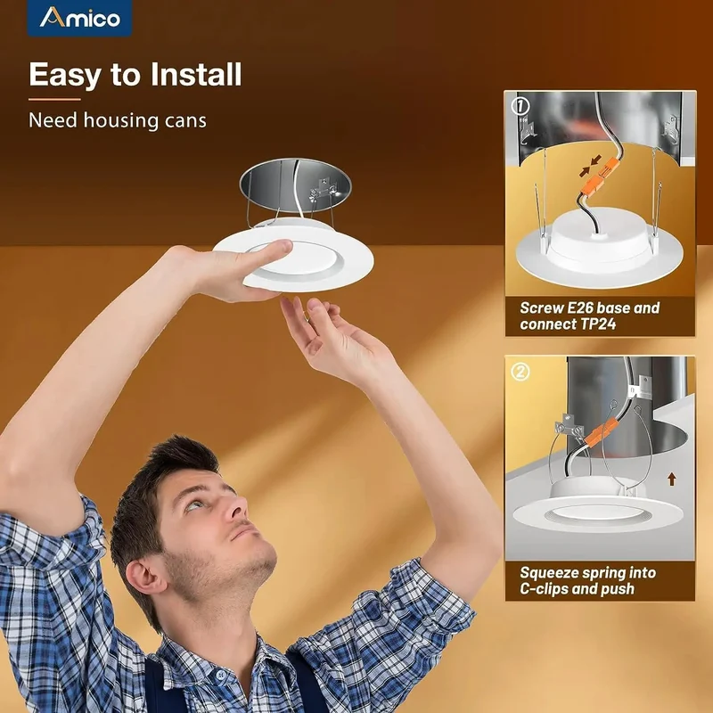 24 Pack 6 Inch 5CCT Led Recessed Lights Serving Up A Smooth Switch To Night Light Mode For That Perfect Low Key Amber Vibes Helping You Glide Through Midnight Without Waking The Whole Gang Giving You Serious Value And A Clean Look