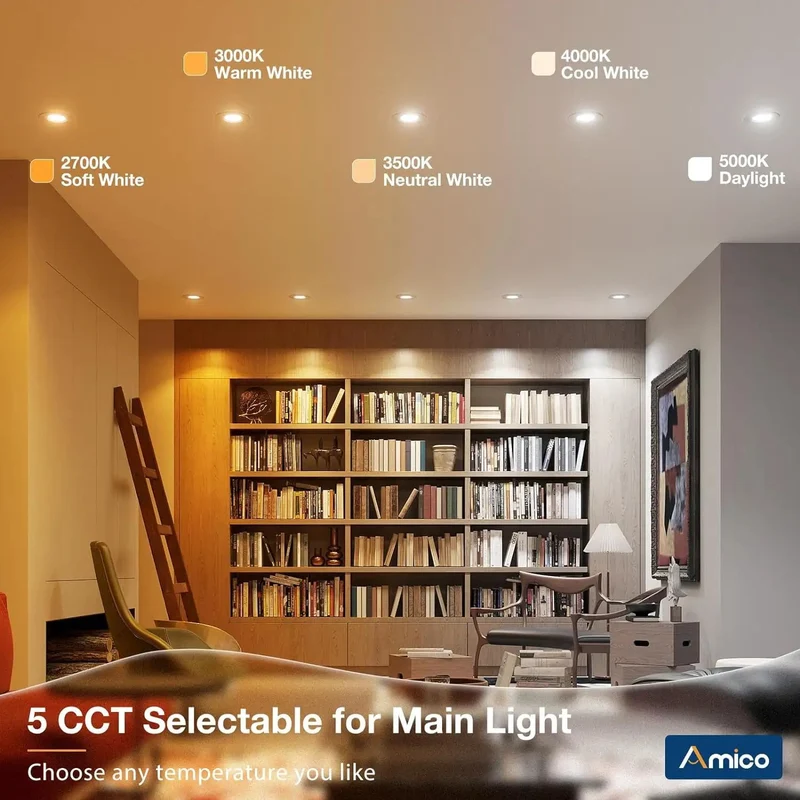 24 Pack 6 Inch 5CCT Led Recessed Lights Serving Up A Smooth Switch To Night Light Mode For That Perfect Low Key Amber Vibes Helping You Glide Through Midnight Without Waking The Whole Gang Giving You Serious Value And A Clean Look