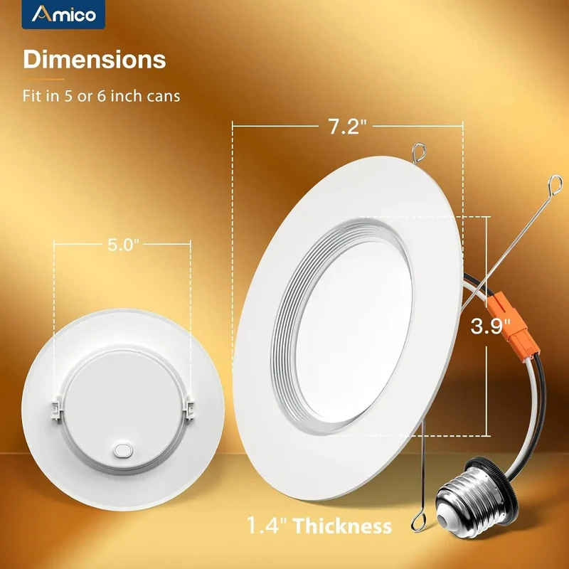24 Pack 6 Inch 5CCT Led Recessed Lights Serving Up A Smooth Switch To Night Light Mode For That Perfect Low Key Amber Vibes Helping You Glide Through Midnight Without Waking The Whole Gang Giving You Serious Value And A Clean Look