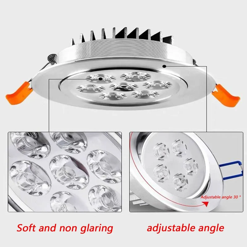 Sleek Recessed LED Downlight Featuring Top Shelf Aluminum Housing And A Frosted Silver Trim Delivers Hella Bright White Accent Lighting For Drop In Ceiling Cabinets And Gallery Walls