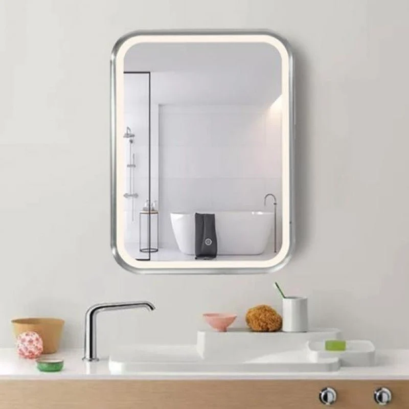 Miroir LED Rectangulaire 35W 60x80cm avec Interrupteur Tactile Cadre Alu pour Salle de Bain