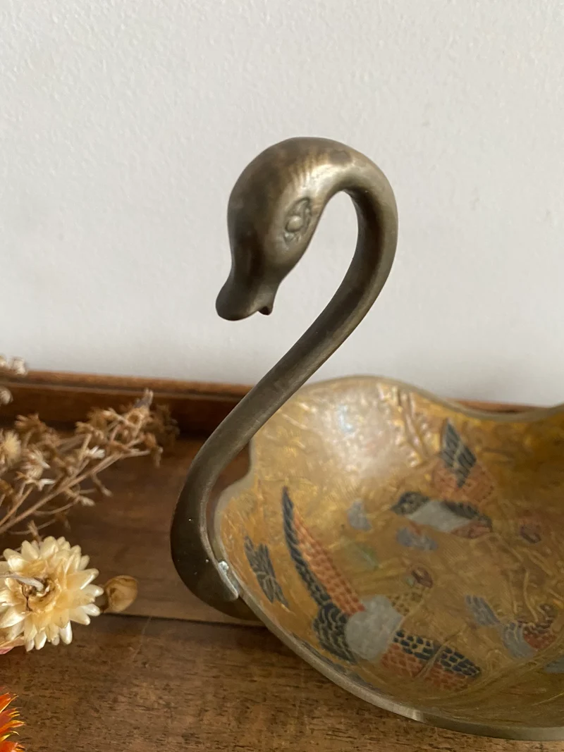 Cygne en laiton émaillé coupelle