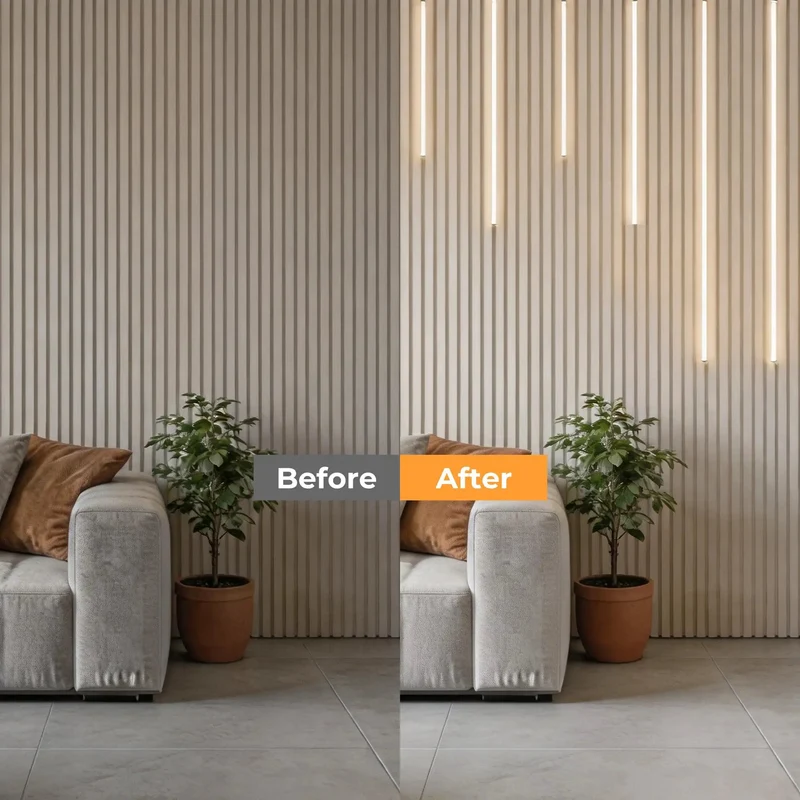 Zero Fuss Led Recessed Lighting Kit For Wood Slat Wall Panels Featuring Snap Touch Control Effortless Shade Shift From Mellow 2700K To Cool 6000K Deck Out Your Walls Today