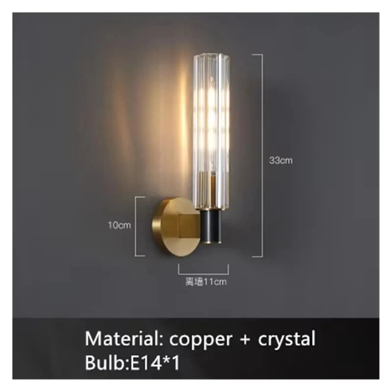 Smooth Brass And Clear Crystal Led Wall Sconces With E14 Socket Ready To Brighten Your Bedroom Dining Room Or Hallway Indoor Lighting Setup That Truly Hits Different