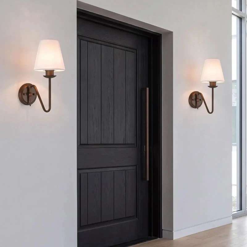 Totally Sleek Vintage Wall Sconces With Handmade Linen Fabric Shades Featuring Rock Solid Bronze Rust Resistant Arms And Easy E26 Bulb Swap For Bathroom Or Kitchen Makeovers