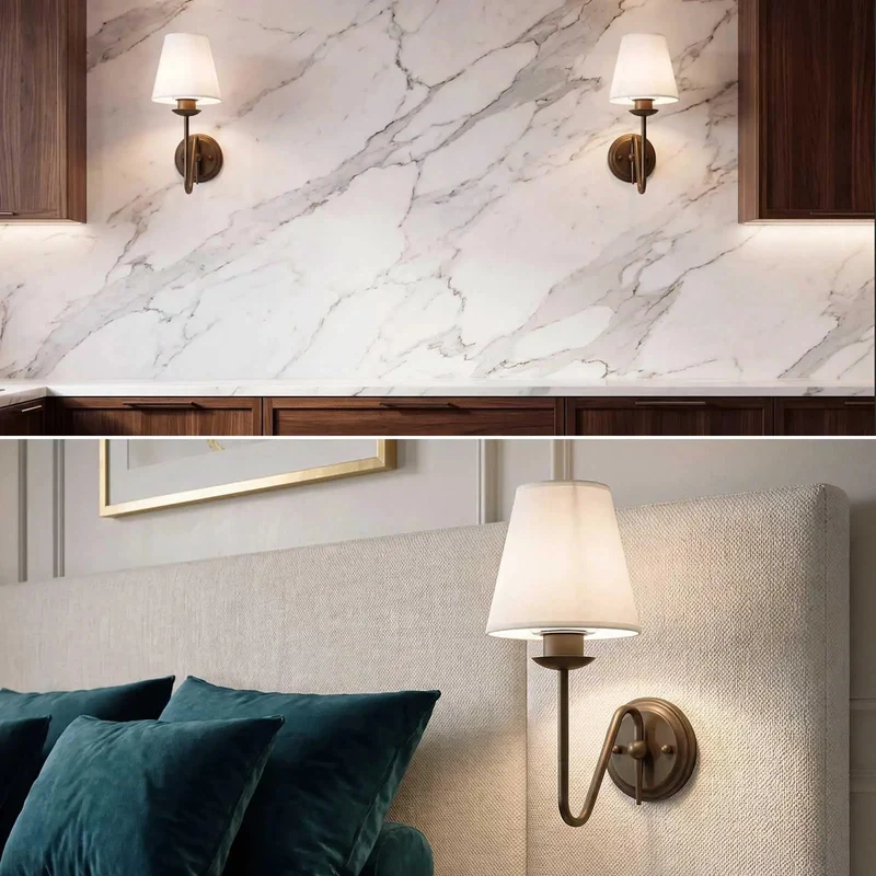 Totally Sleek Vintage Wall Sconces With Handmade Linen Fabric Shades Featuring Rock Solid Bronze Rust Resistant Arms And Easy E26 Bulb Swap For Bathroom Or Kitchen Makeovers