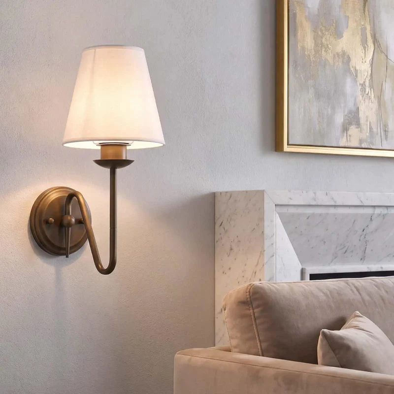 Totally Sleek Vintage Wall Sconces With Handmade Linen Fabric Shades Featuring Rock Solid Bronze Rust Resistant Arms And Easy E26 Bulb Swap For Bathroom Or Kitchen Makeovers