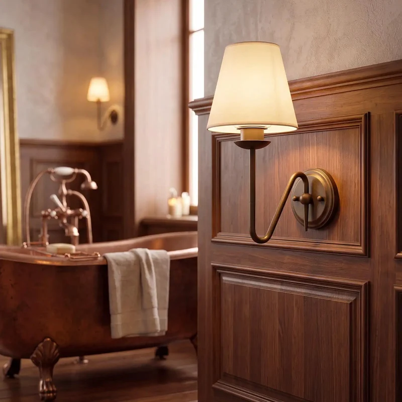 Totally Sleek Vintage Wall Sconces With Handmade Linen Fabric Shades Featuring Rock Solid Bronze Rust Resistant Arms And Easy E26 Bulb Swap For Bathroom Or Kitchen Makeovers