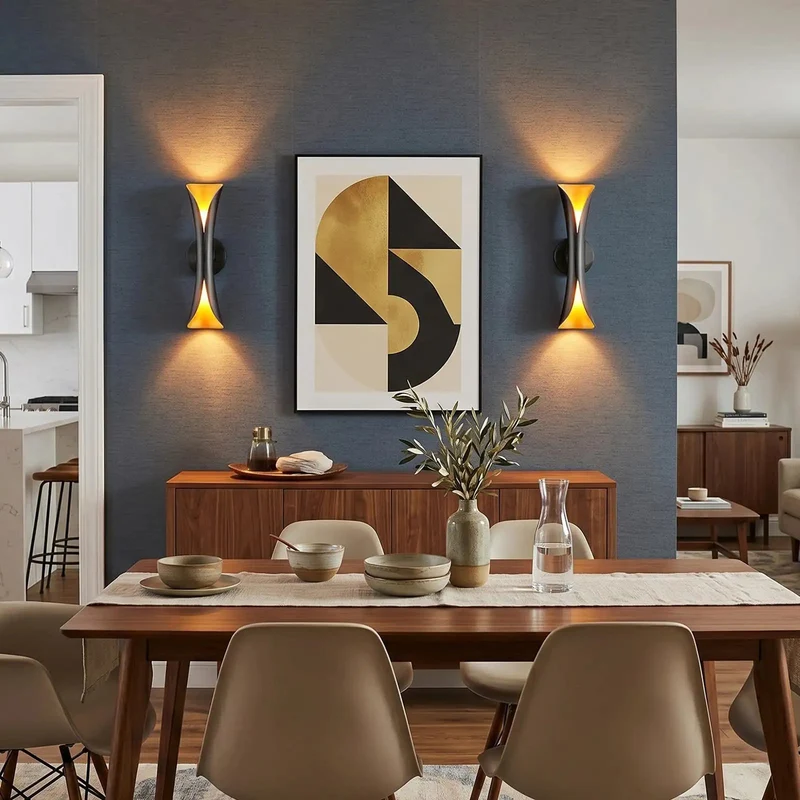 Head Turning Dimmable Led Indoor Wall Sconce Featuring Five Tunable Color Temperatures And Simple Hardwired Hookup Showcasing A Sleek Arc Shape With Matte Black And Gold Trim For Major Home Glow Up