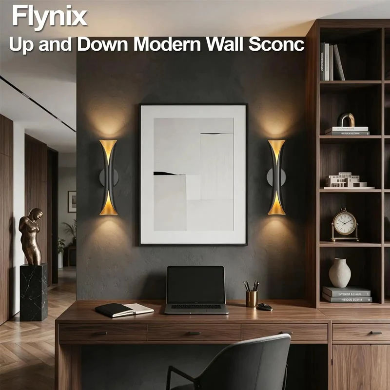 Head Turning Dimmable Led Indoor Wall Sconce Featuring Five Tunable Color Temperatures And Simple Hardwired Hookup Showcasing A Sleek Arc Shape With Matte Black And Gold Trim For Major Home Glow Up