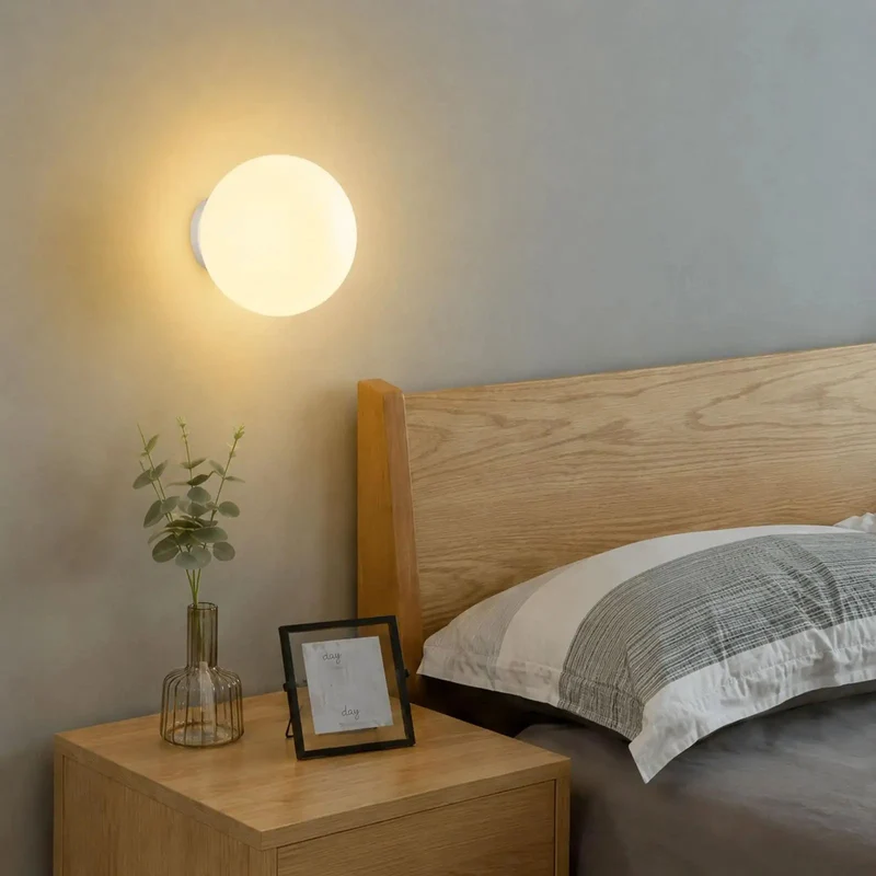 Fresh White Globe Wall Sconce Offering A Clean Setup And Smooth Finish For Chill Ambient Glow In Modern Spaces Grab Your Preferred Size For A Solid Single Bulb E27 Mount That Brings Top Shelf Minimalist Style Right Into Your Home