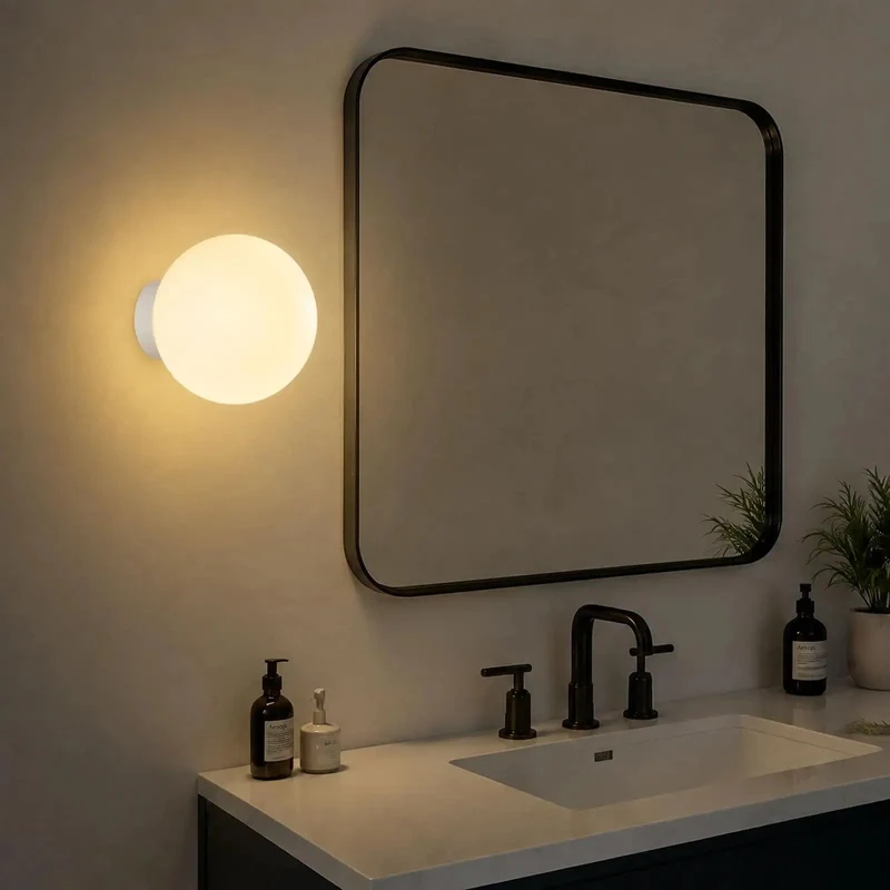 Fresh White Globe Wall Sconce Offering A Clean Setup And Smooth Finish For Chill Ambient Glow In Modern Spaces Grab Your Preferred Size For A Solid Single Bulb E27 Mount That Brings Top Shelf Minimalist Style Right Into Your Home