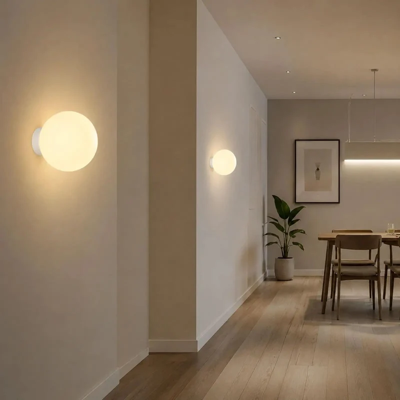Fresh White Globe Wall Sconce Offering A Clean Setup And Smooth Finish For Chill Ambient Glow In Modern Spaces Grab Your Preferred Size For A Solid Single Bulb E27 Mount That Brings Top Shelf Minimalist Style Right Into Your Home