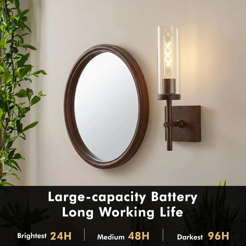 No Wire Drama Wireless Battery Operated Wall Sconce Featuring Dimmable 3CCT LED Lights Quick Install Easy Rechargeable Slick Setup For Bathroom Bedroom Hallway Or Stairway Smooth Indoor Glow