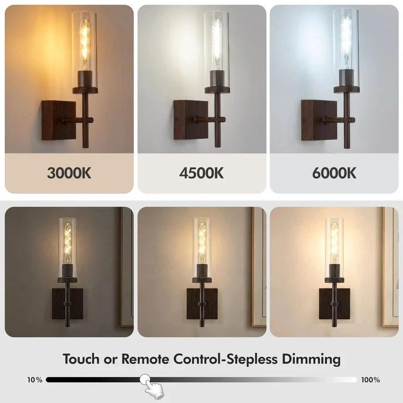 No Wire Drama Wireless Battery Operated Wall Sconce Featuring Dimmable 3CCT LED Lights Quick Install Easy Rechargeable Slick Setup For Bathroom Bedroom Hallway Or Stairway Smooth Indoor Glow